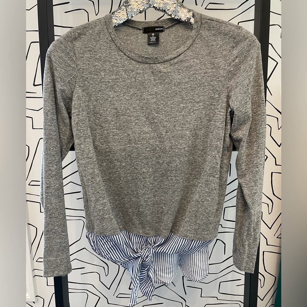 AQUA long sleeve gray shirt XS